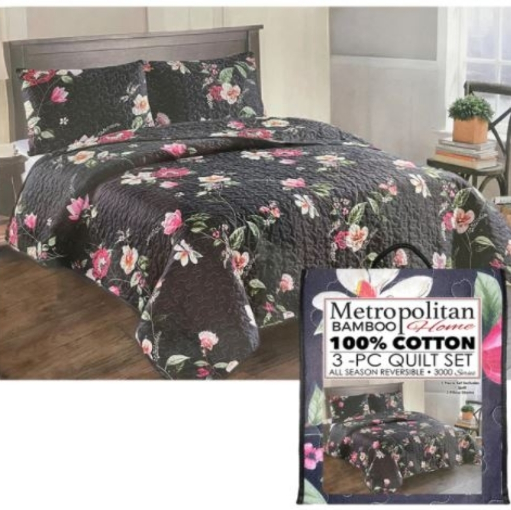 Metropolitan Bamboo 3 Piece Quilt Set - Queen